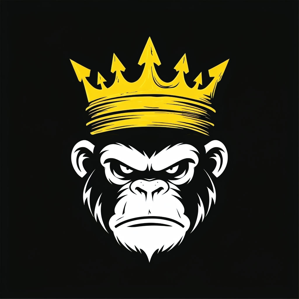 Minimalist Crown and Monkey Face Graphic T-Shirt