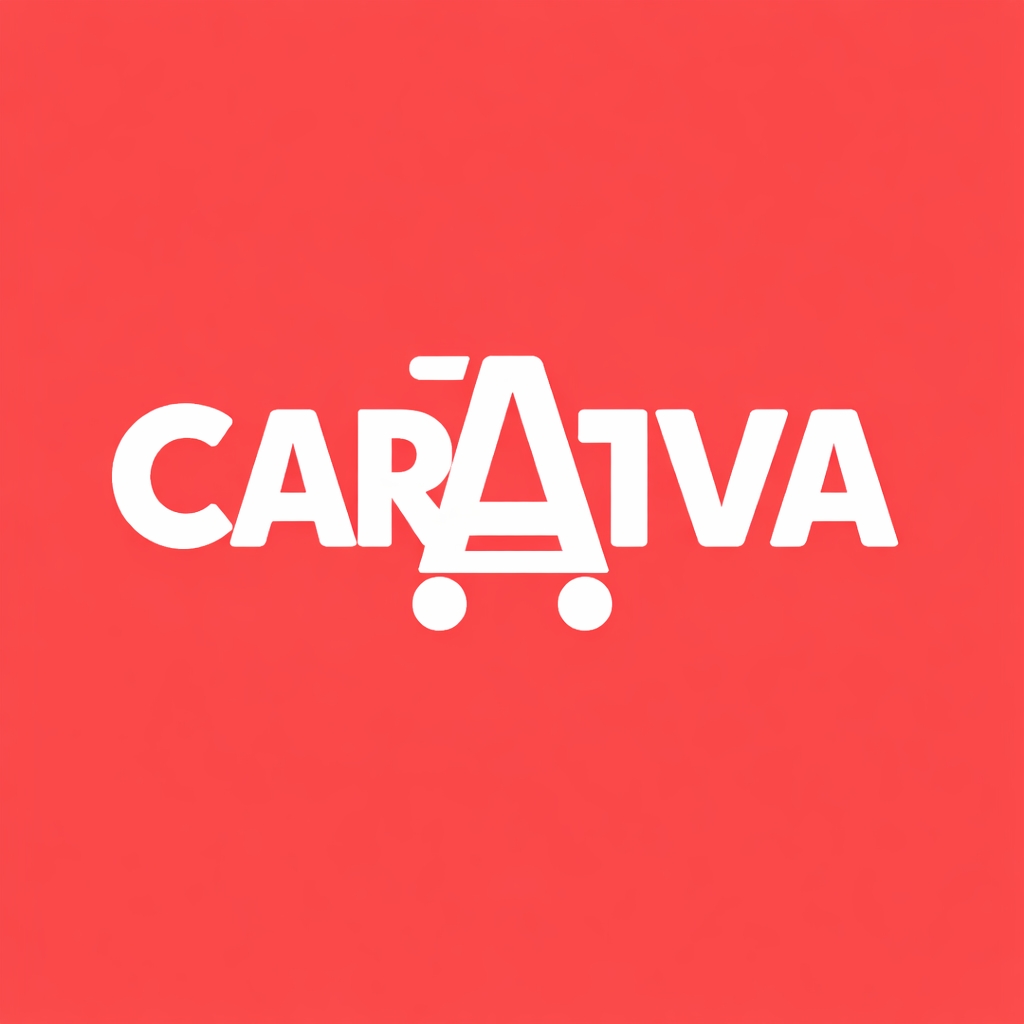 Creative Coral Red Shopping Cart Logo Design for CARA1VA