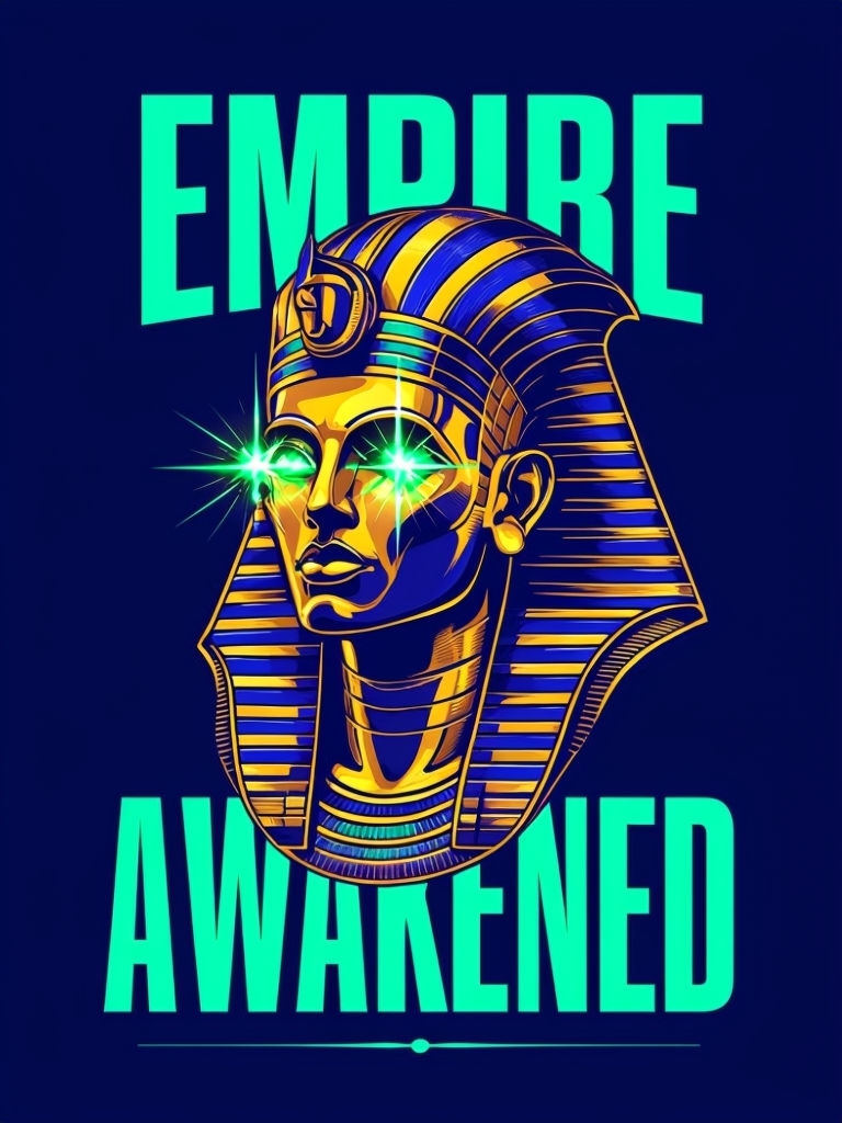 Stylized Ancient Egyptian Pharaoh Bust Graphic T-Shirt