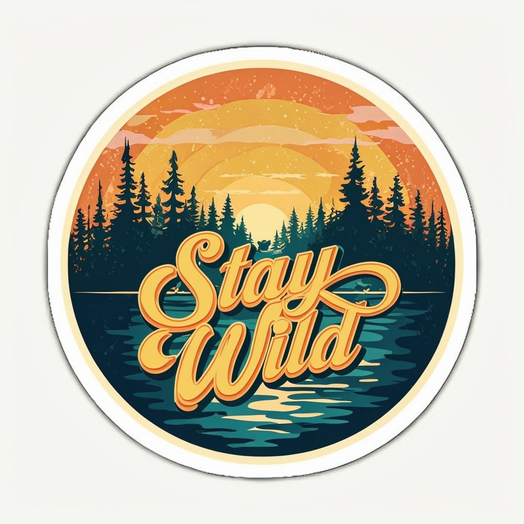 Stay Wild Vintage Adventure Motivational Sticker