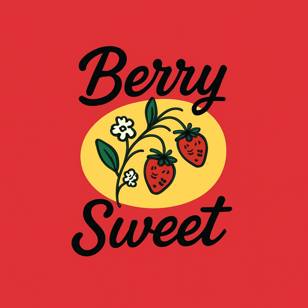 Vibrant Berry Sweet Strawberry Cartoon Logo Design