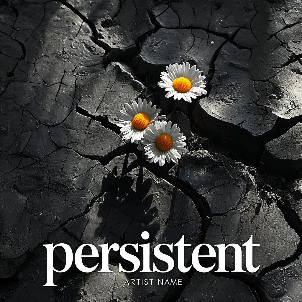 Daisies Growing from Cracked Surface with Dramatic Shadows Spotify Album Cover