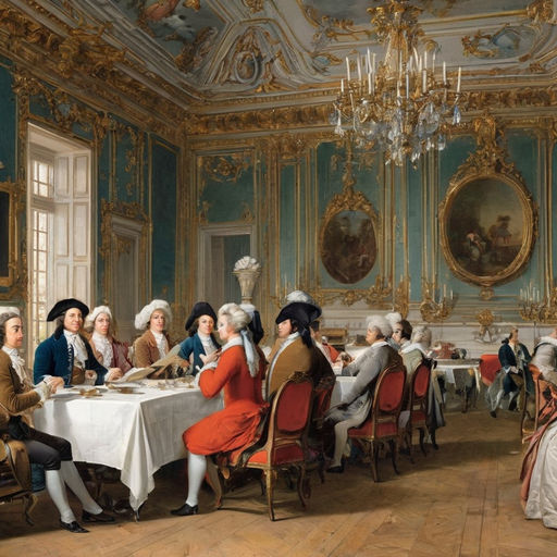 Imagine a bustling salon in 18th-century Paris by felipe s de j koh ...