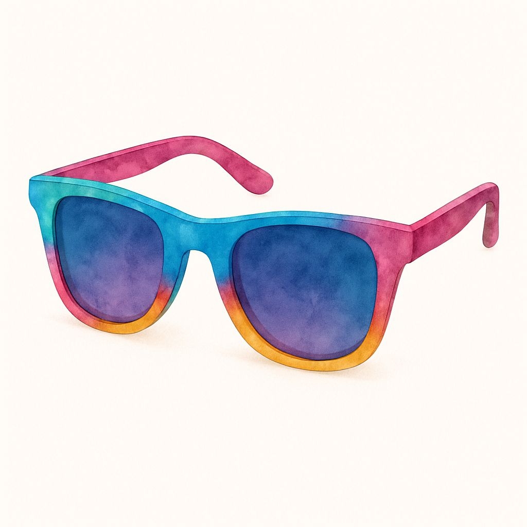 Vibrant Tie-Dye Sunglasses Illustration Sticker
