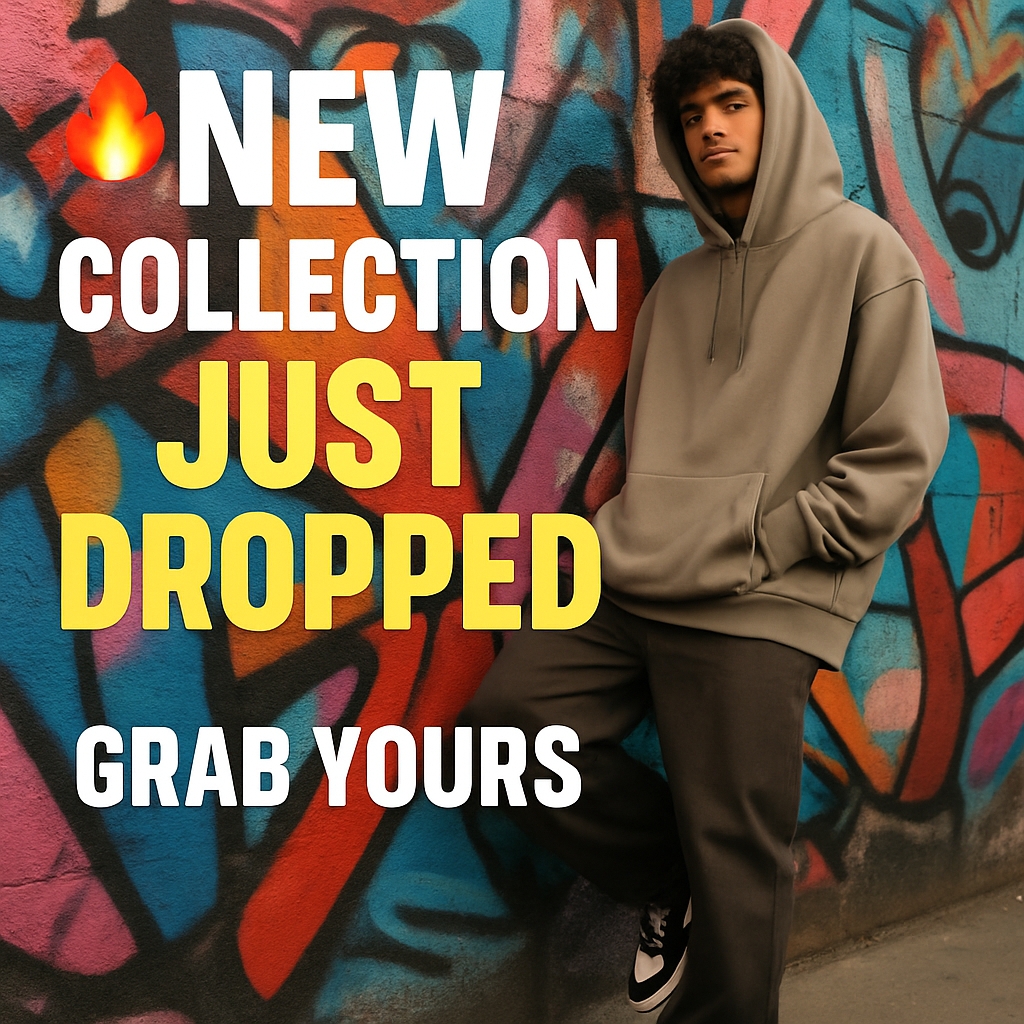 Urban Streetwear Collection Promotion with Graffiti Background Ads