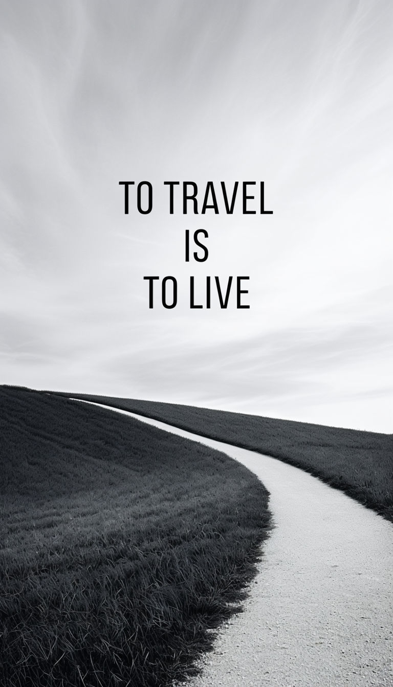 Minimalist Black and White Motivational Travel Quote Wallpaper