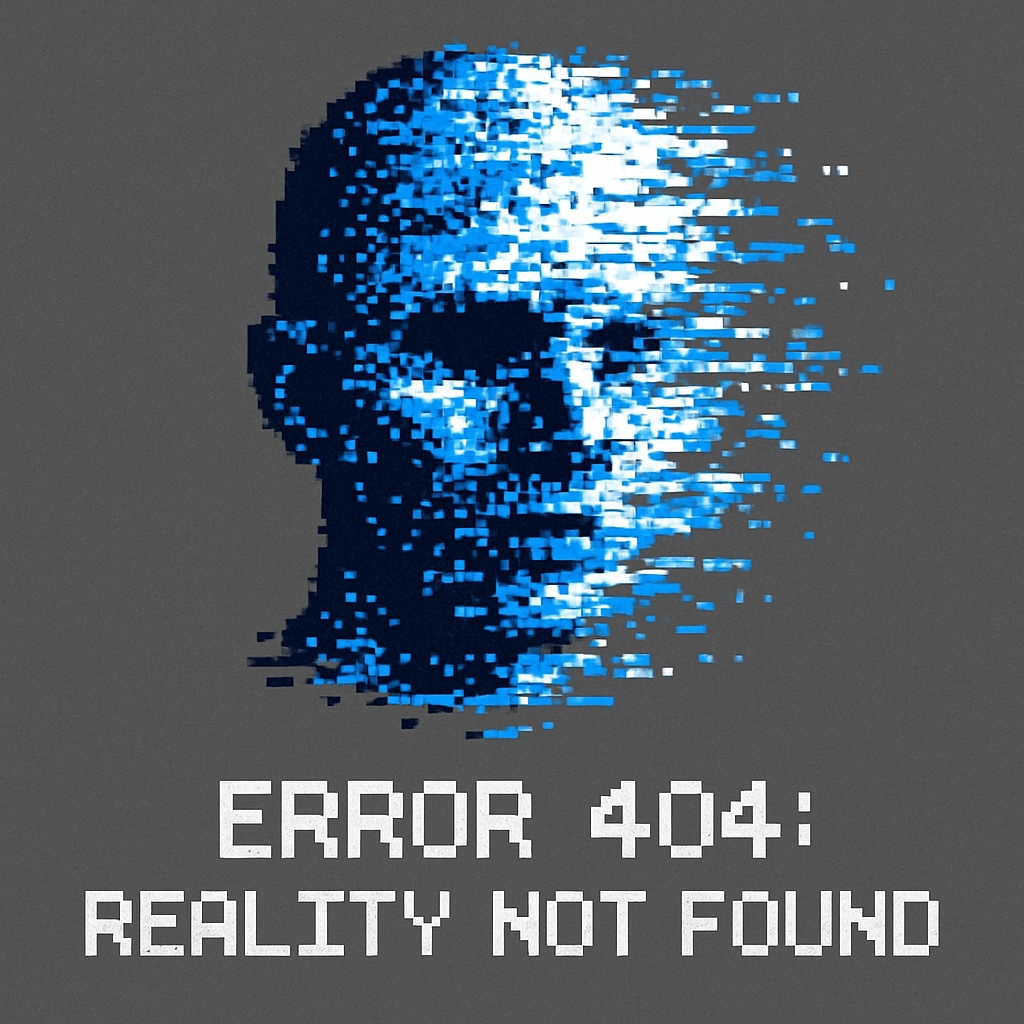 Pixelated Human Head Glitch Art with ERROR 404 Text T-Shirt
