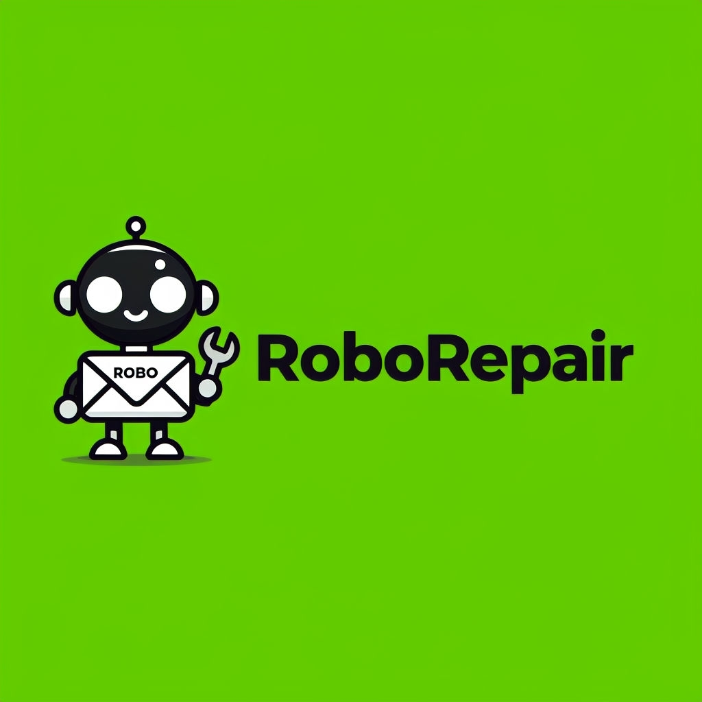 Cheerful Minimalist RoboRepair Logo Design in Lime Green Background