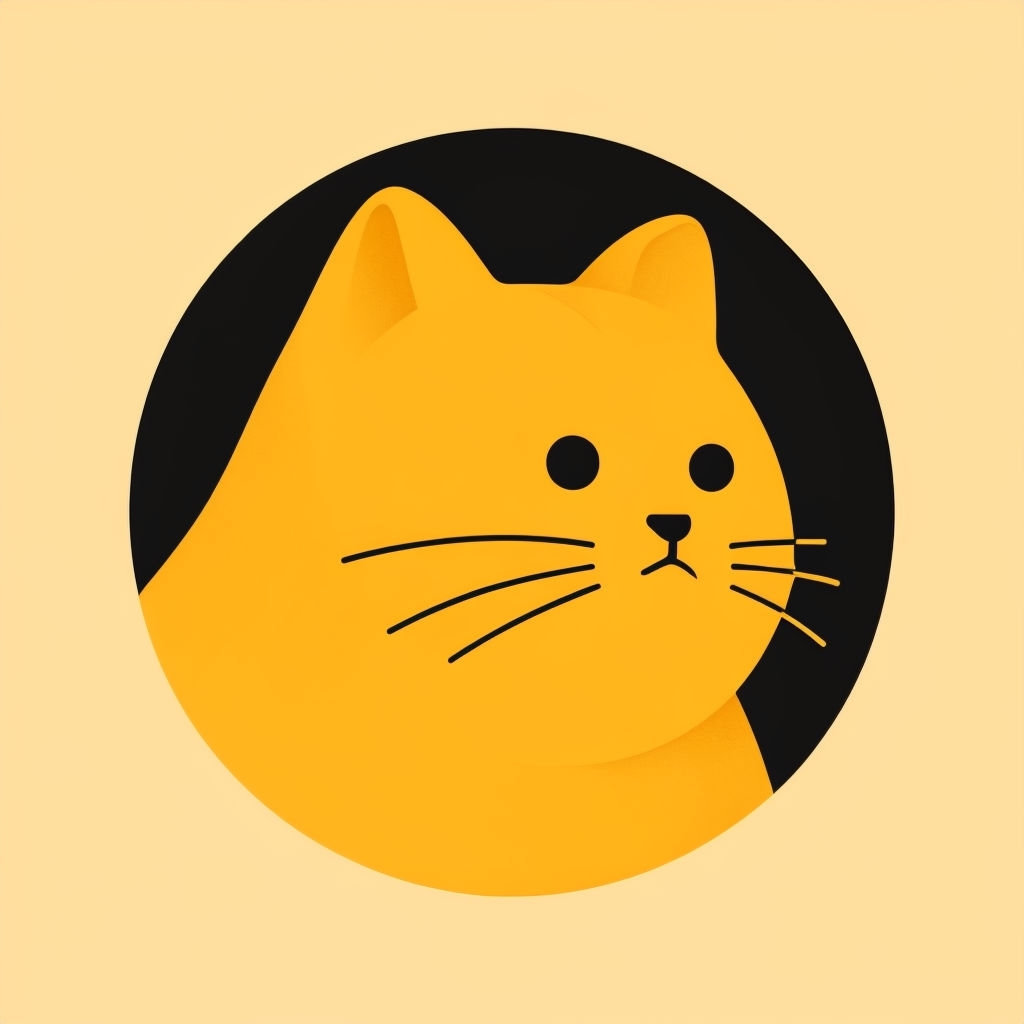Minimalist Golden Cat Face Illustration T-Shirt