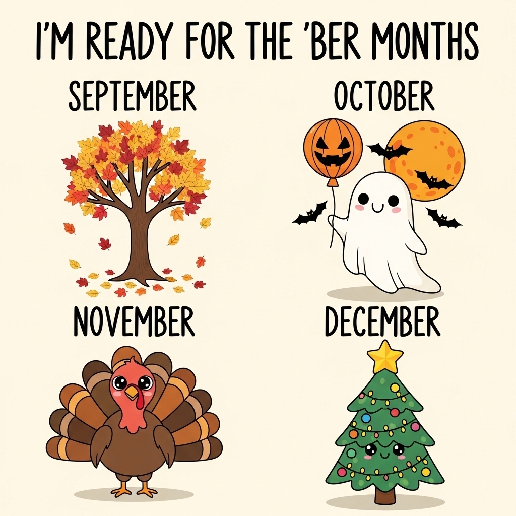 Festive Cartoon 'Ber Months Illustration T-Shirt