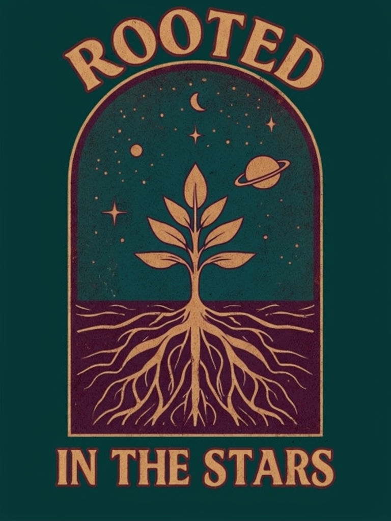 Vintage Cosmic Connection Graphic T-Shirt Design