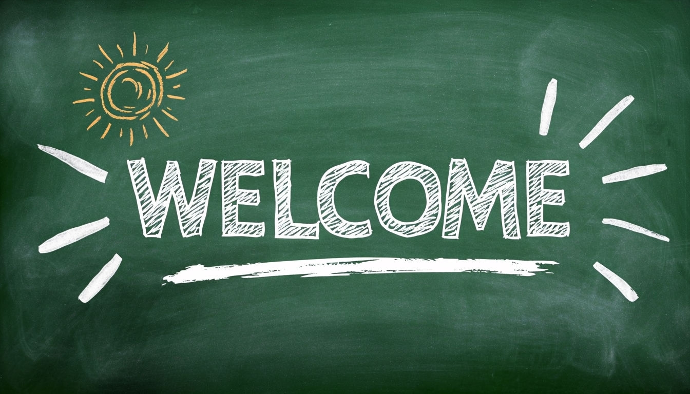 Chalkboard-Style WELCOME Illustration for Educational Virtual Backgrounds