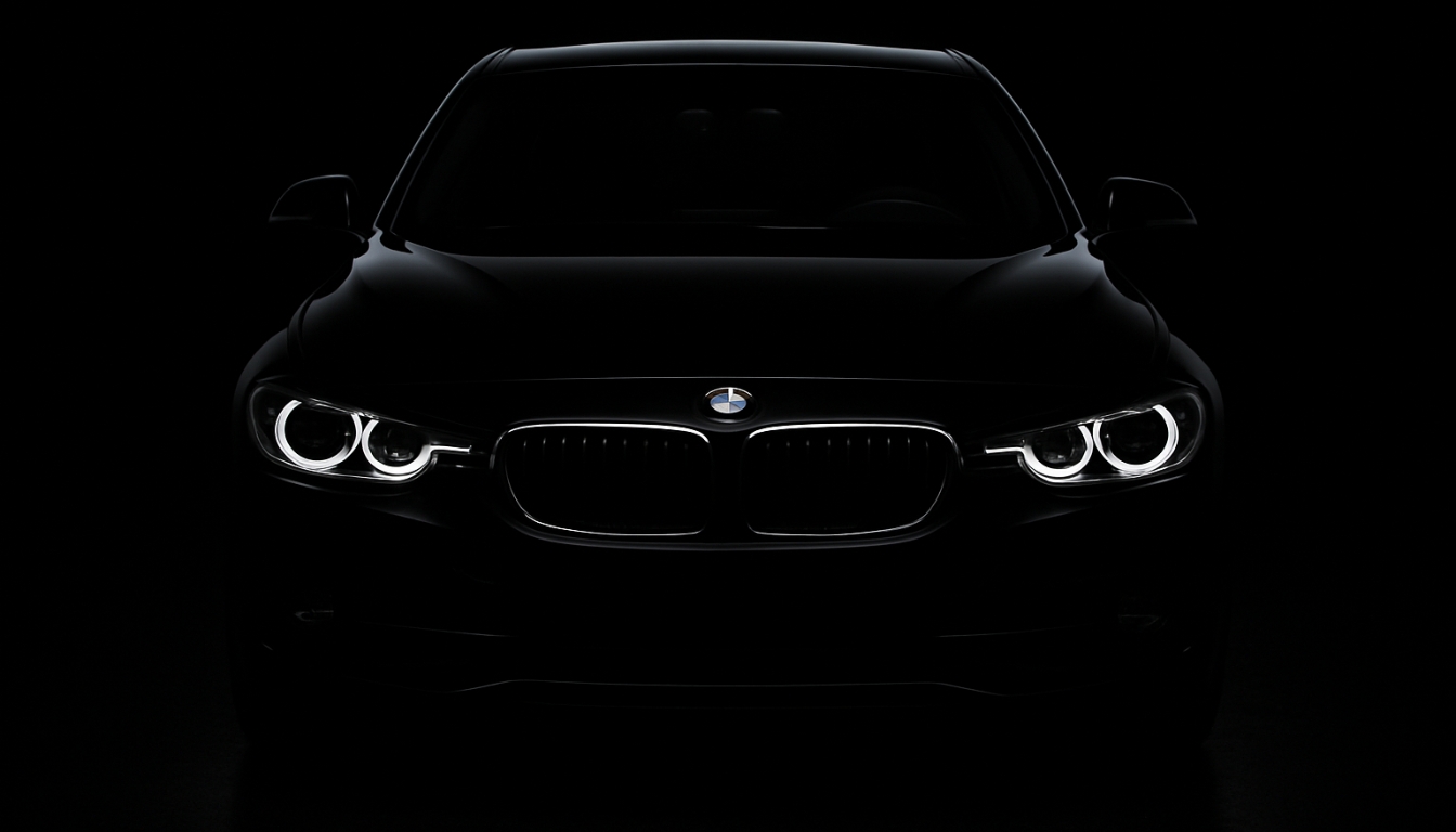 Dramatic Black BMW Car Front View Low-Key Photograph Virtual Backgrounds
