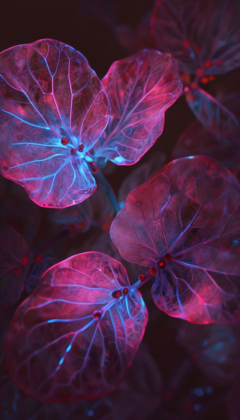 Vivid Neon Tropical Leaves Close-Up Photography Mobile Wallpaper