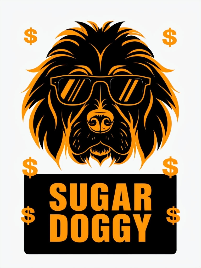 Stylish Cool Sugar Doggy Graphic with Sunglasses T-Shirt