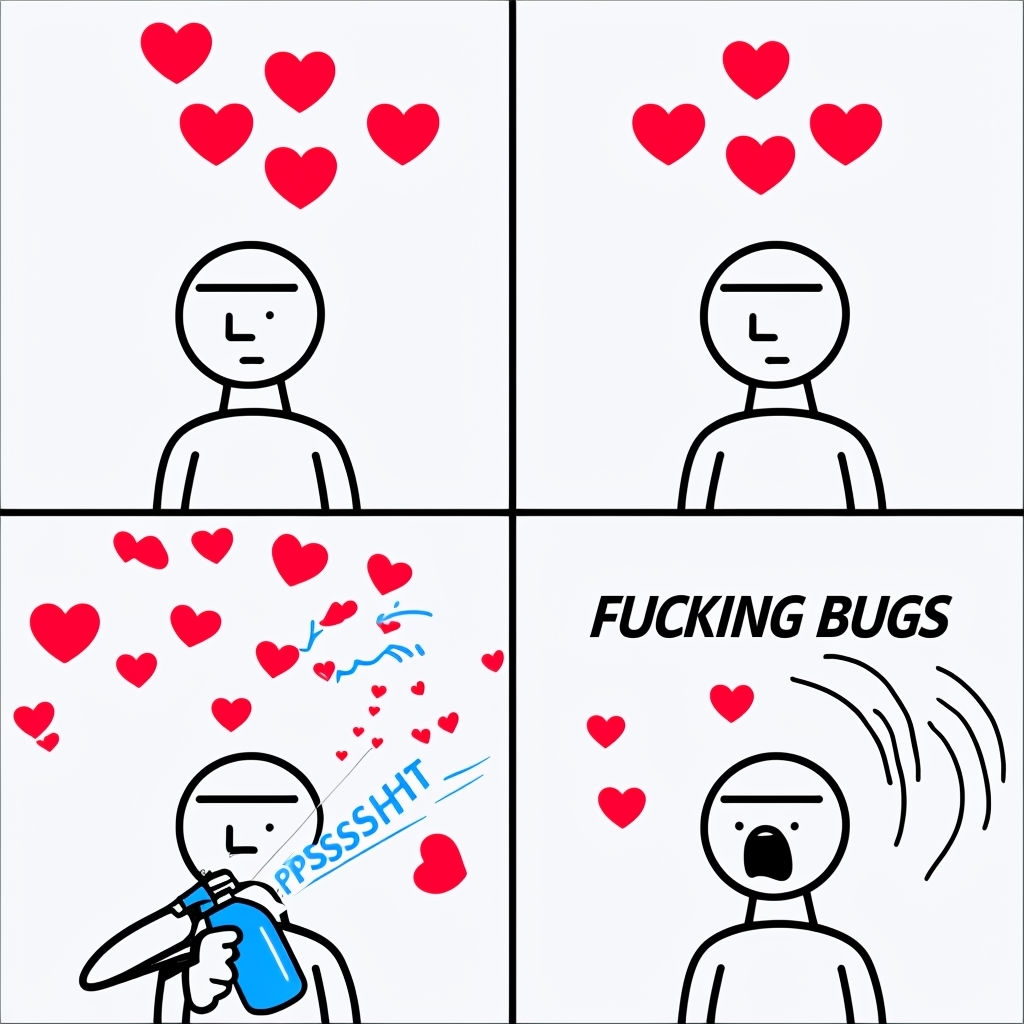 Comic Strip of Love to Disgust: Heart Interaction Humor Memes