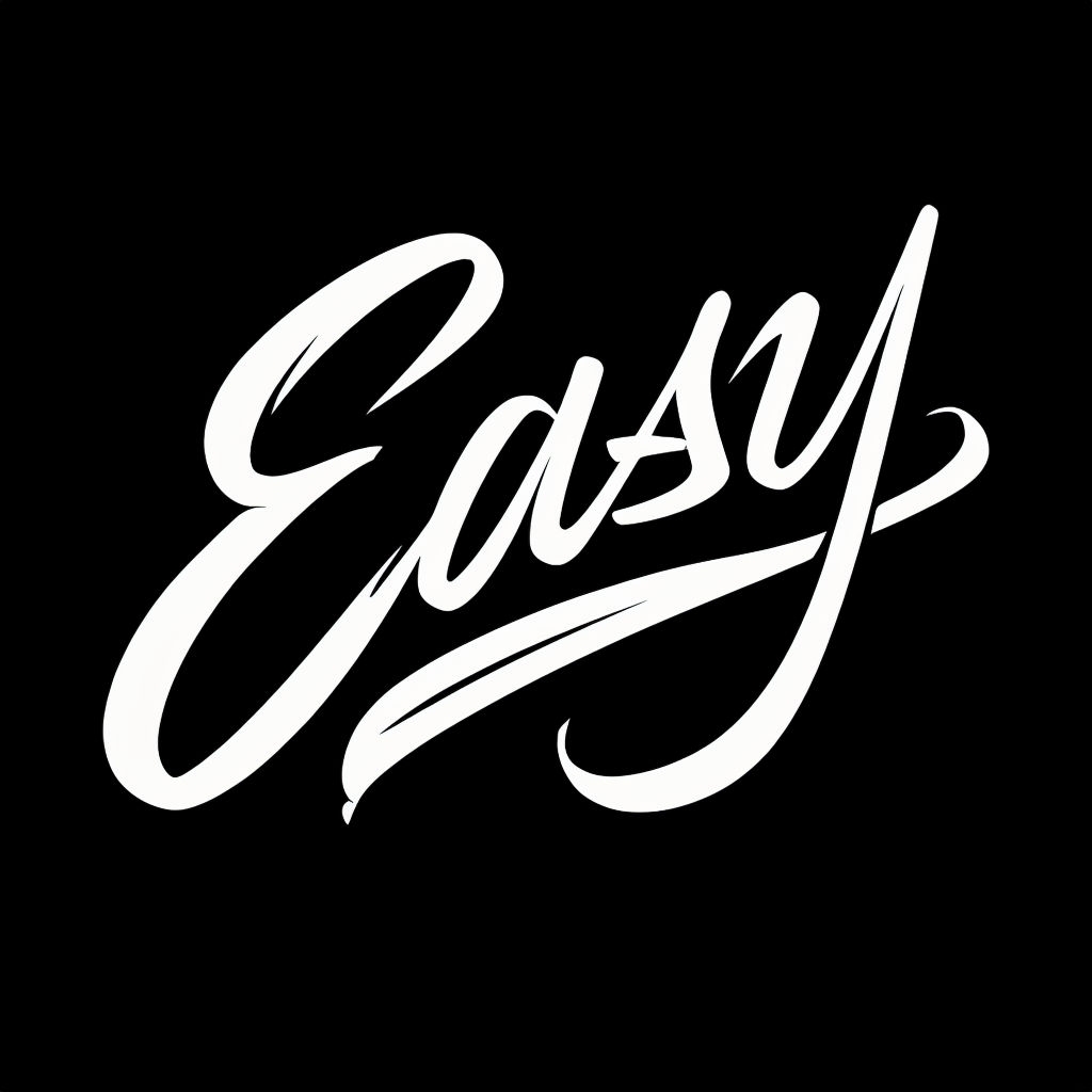 Elegant White Calligraphy 'Easy' on Black Background T-shirt