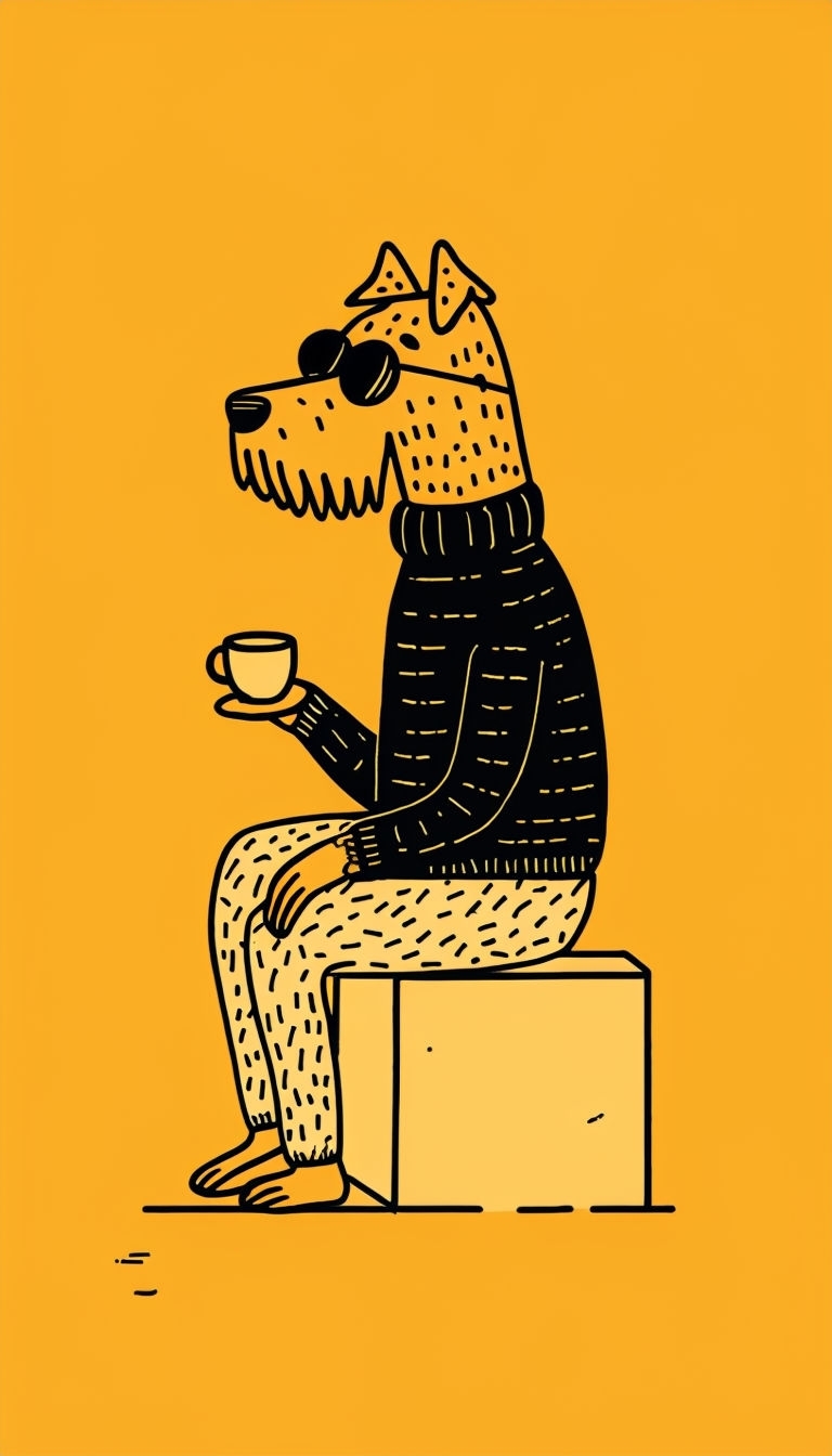 Whimsical Cartoon Dog Character with Coffee Phone Case Cover