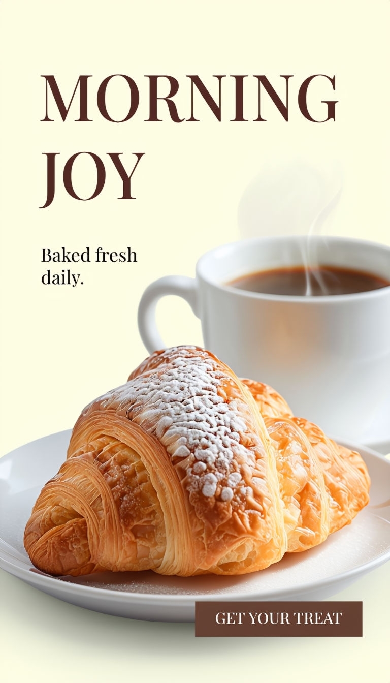 Morning Joy Fresh Butter Croissant Advertisement Design Ads