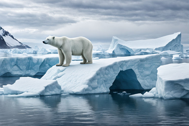Create a scene depicting the melting of glaciers and the dis... by Seza ...