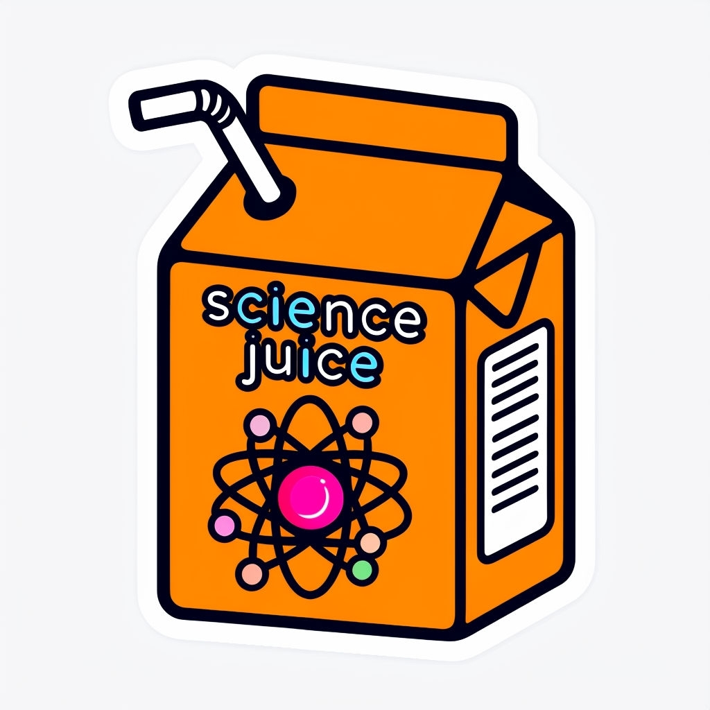 Cheerful Cartoon Science Juice Carton Illustration Sticker