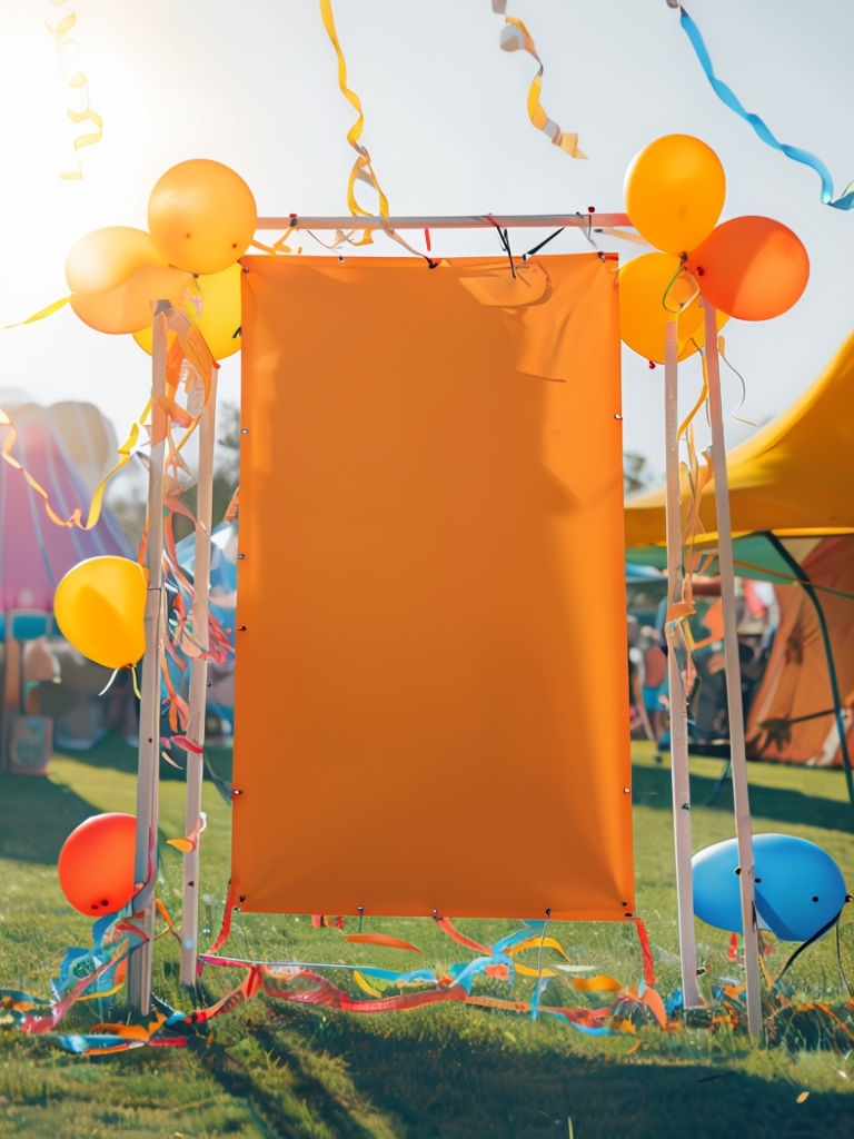 Vibrant Festival Outdoor Banner Mockup with Cheerful Atmosphere Mockup