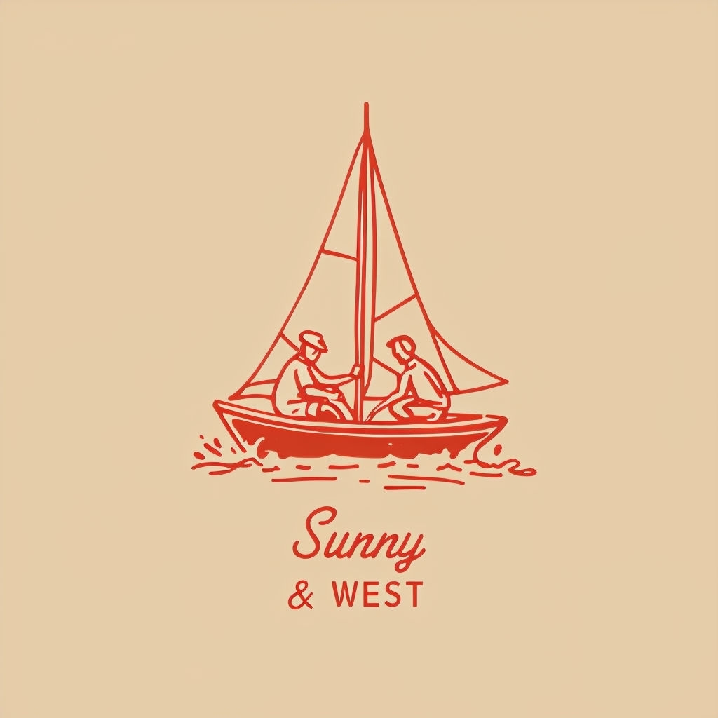 Minimalist Sailboat with Sunny & WEST Typography T-Shirt