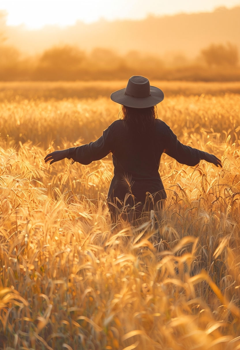 Serene Golden Hour Wheat Field Photograph for Art