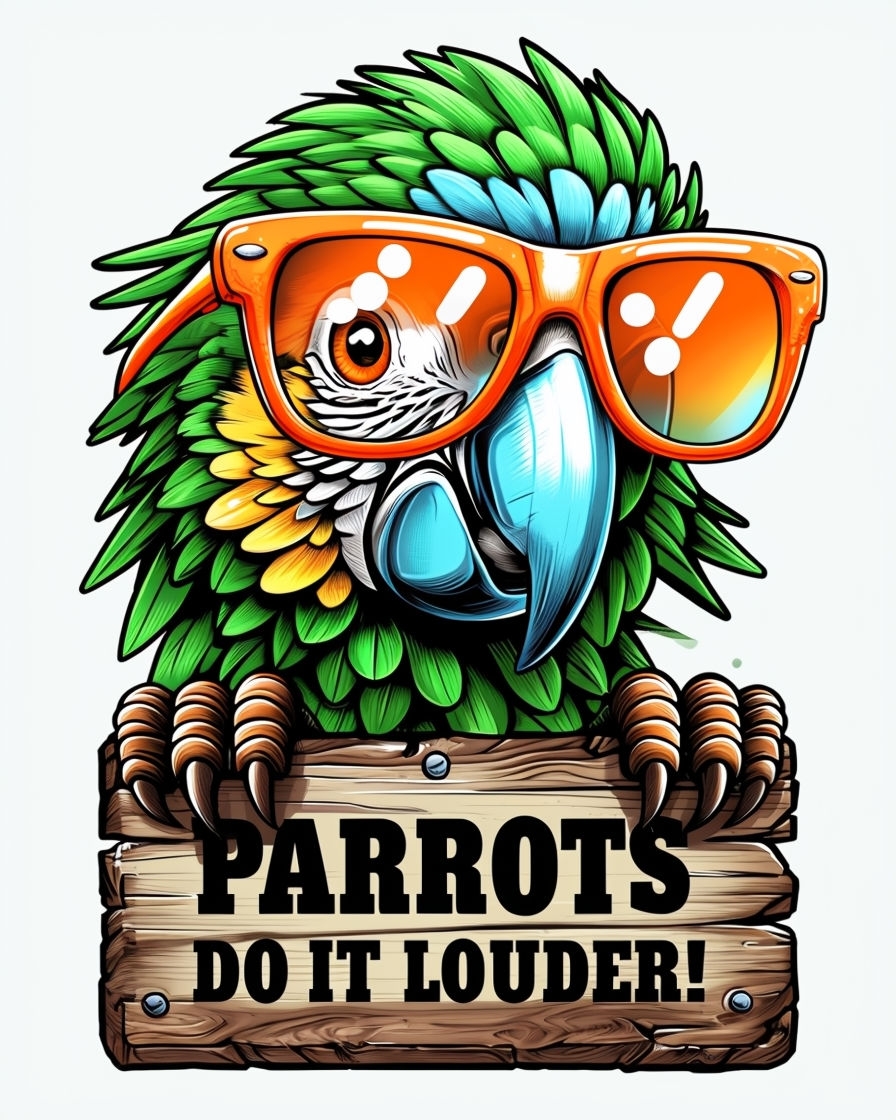 Vibrant Cartoon Parrot with Sunglasses T-Shirt