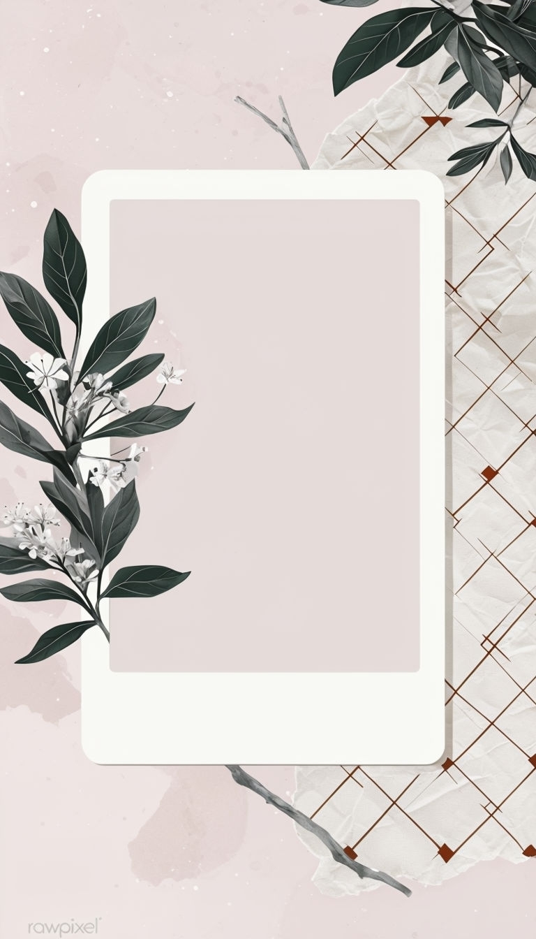 Modern Minimalist Polaroid Frame with Botanical Elements Social Media Post