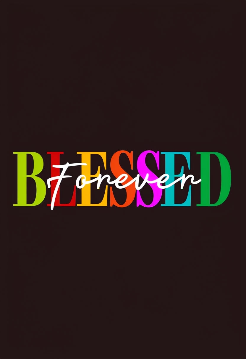 Vibrant 'BLESSED' Typography Design with Inspirational Script T-Shirt