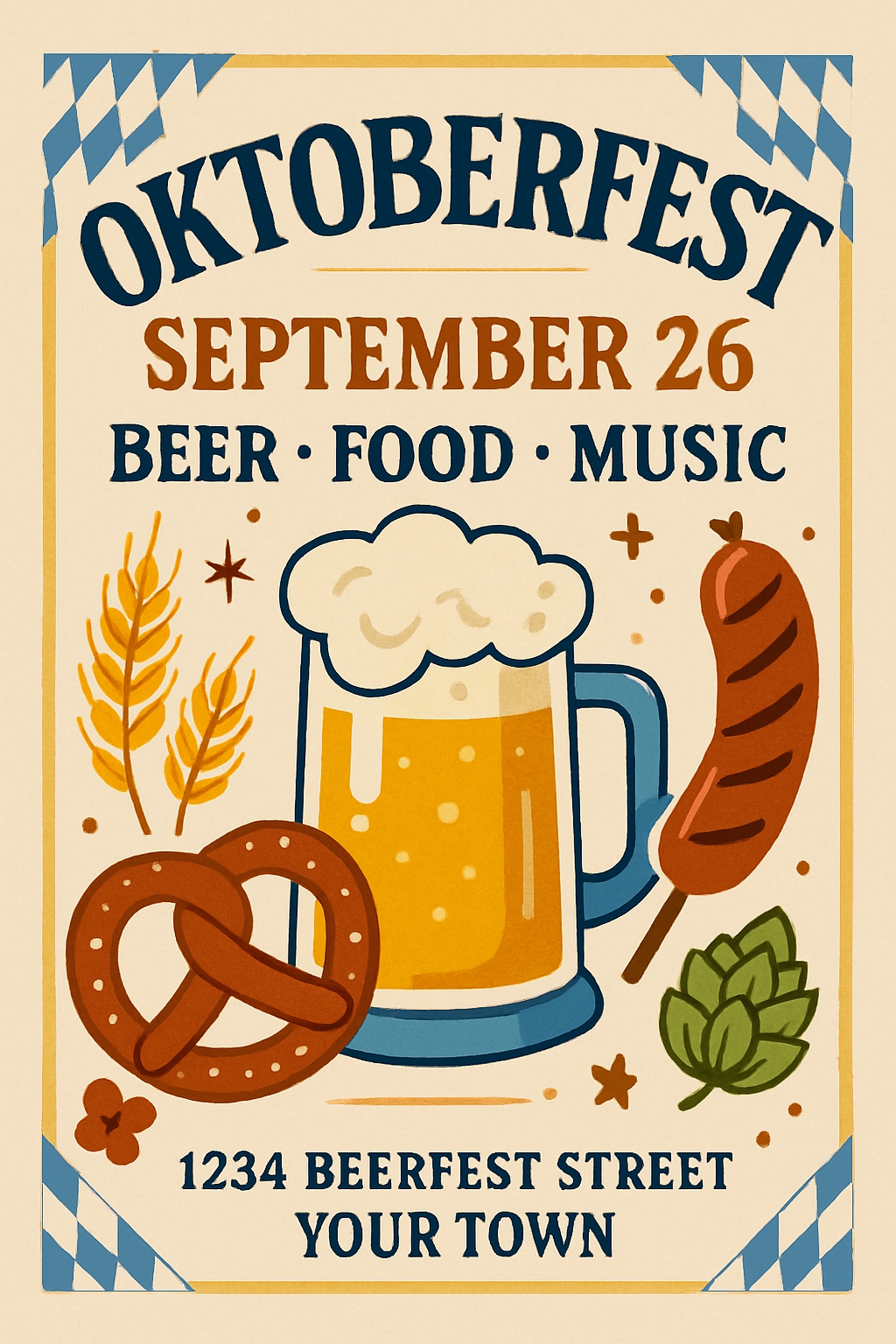 Vintage Oktoberfest Beer Festival Promotional Poster Design Flyer