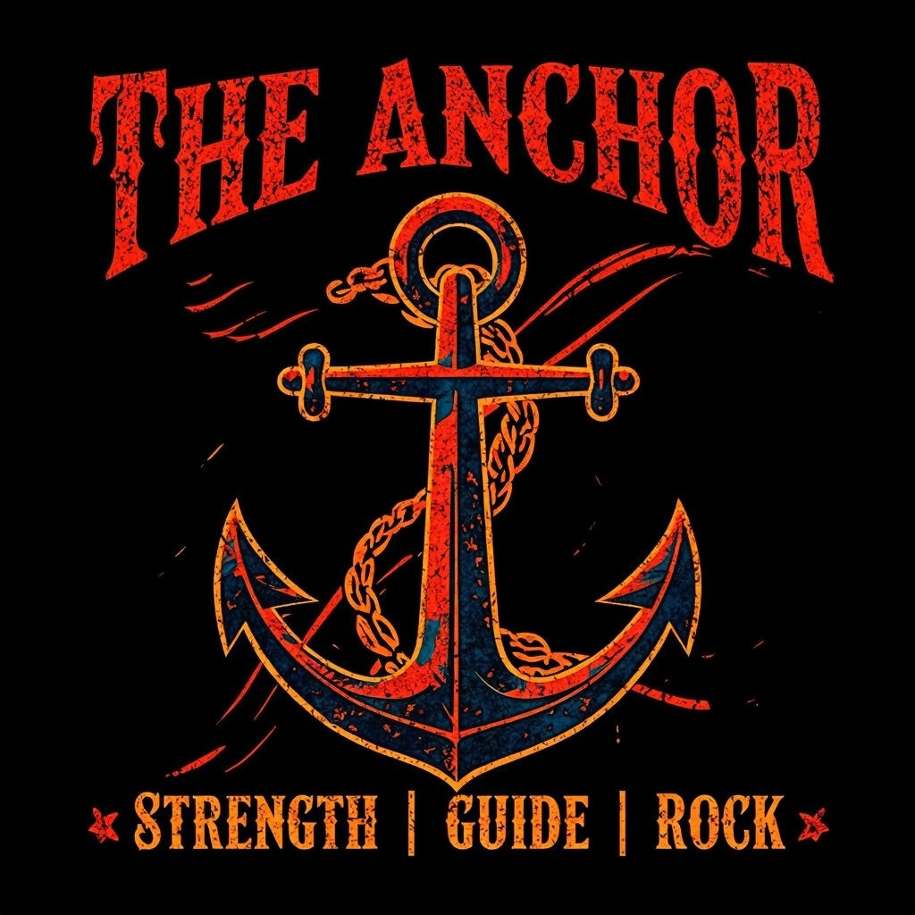 Bold Distressed Anchor Design for Strength T-Shirt