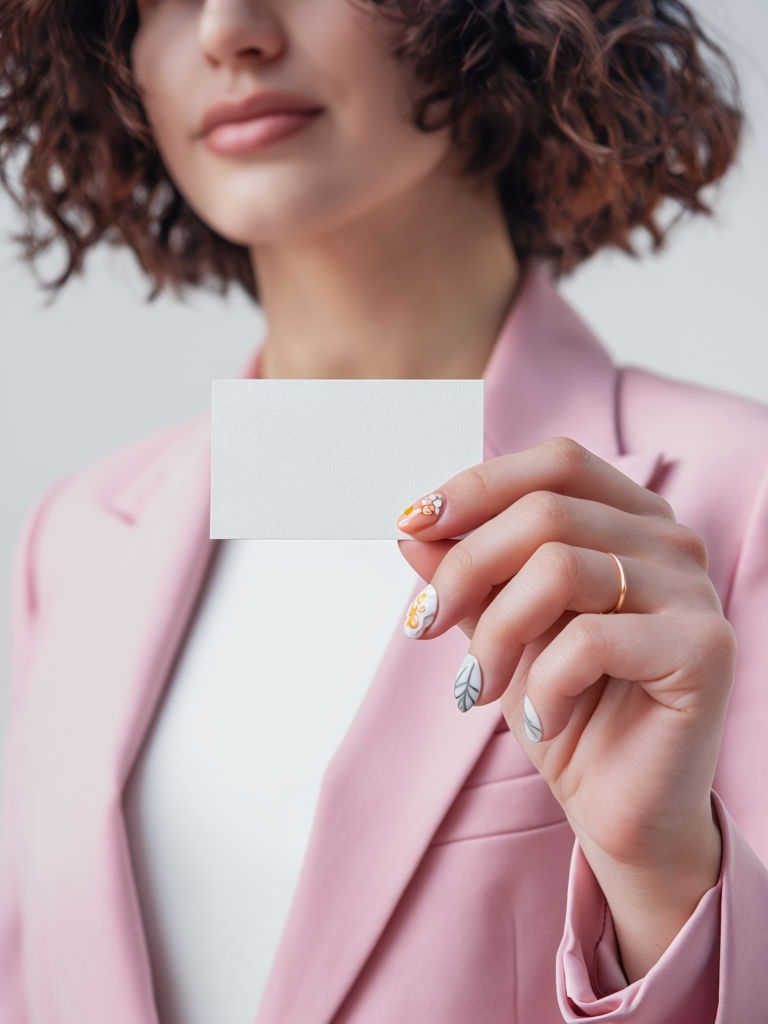 Elegant Close-Up of Blank Business Card in Person's Hand Mockup