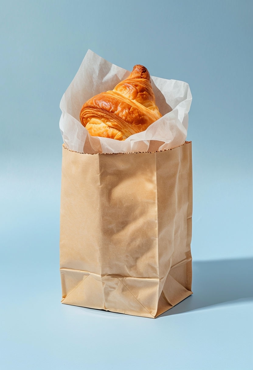 Inviting Bakery Bag with Golden Croissant Mockup