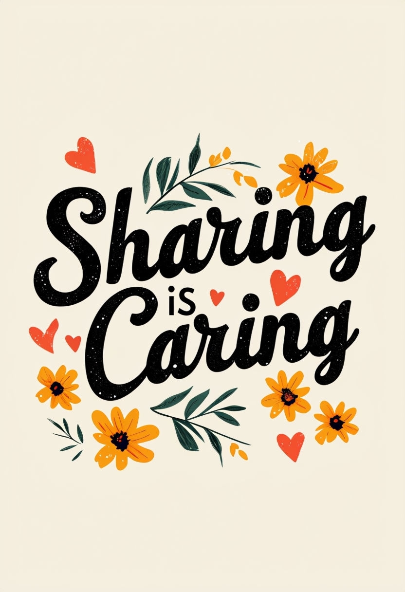 Sharing is Caring Motivational Graphic Design Poster