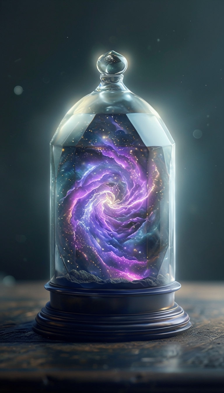 Antique Glass Terrarium with Cosmic Nebula Mobile Wallpaper