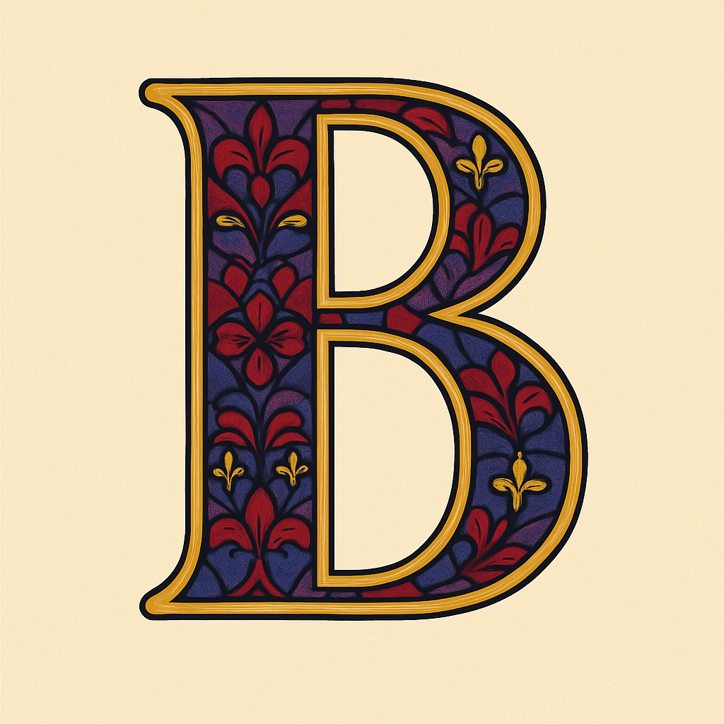 Intricate Medieval Floral B and D Lettering Monogram