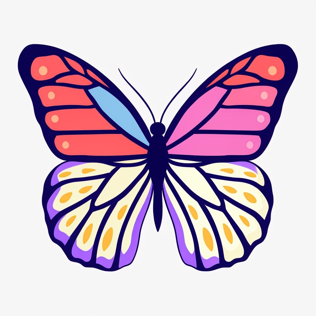 Vibrant Cartoon Butterfly Illustration Sticker