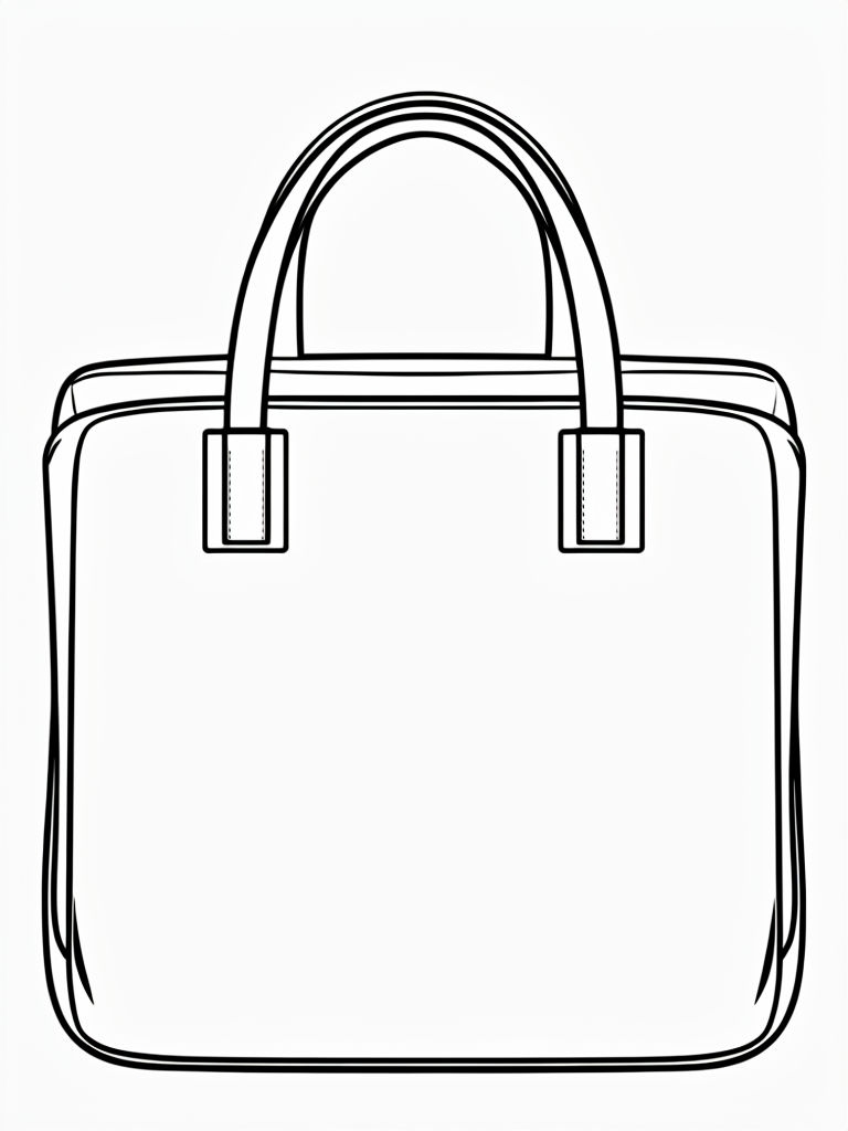 Minimalist Tote Bag Line Drawing for Coloring Book Pages