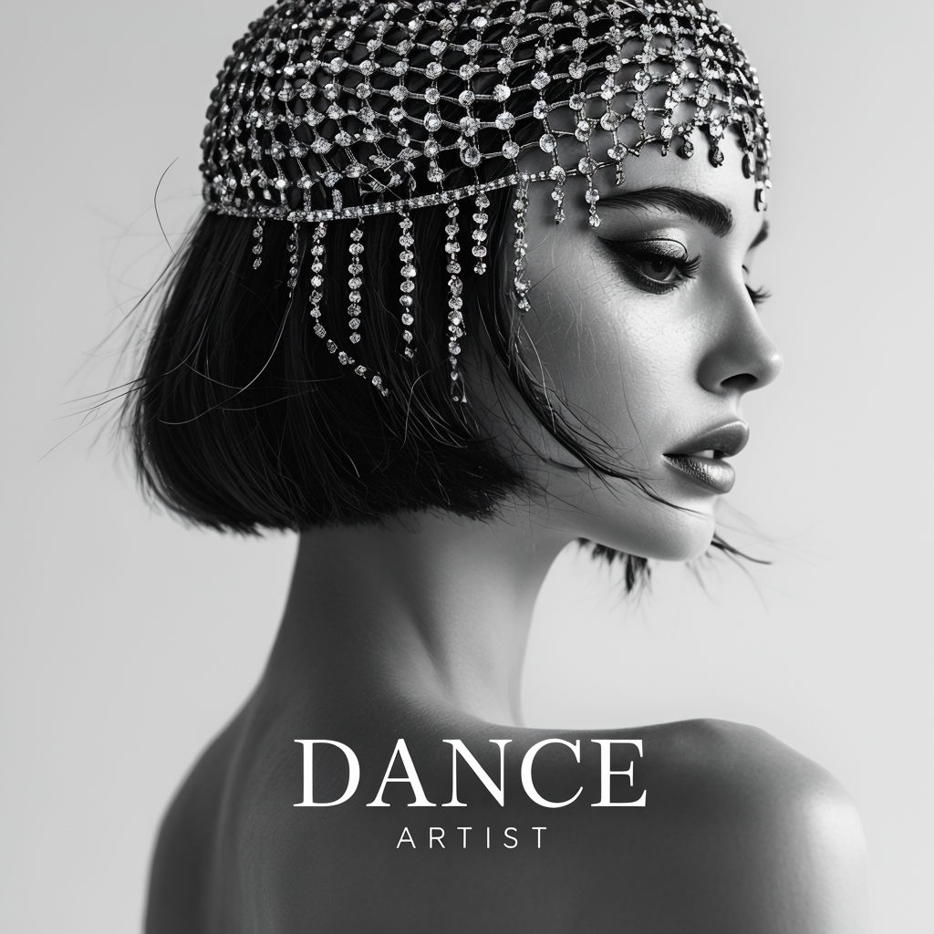 Elegant Black and White Portrait with Jeweled Headdress Spotify Album Cover