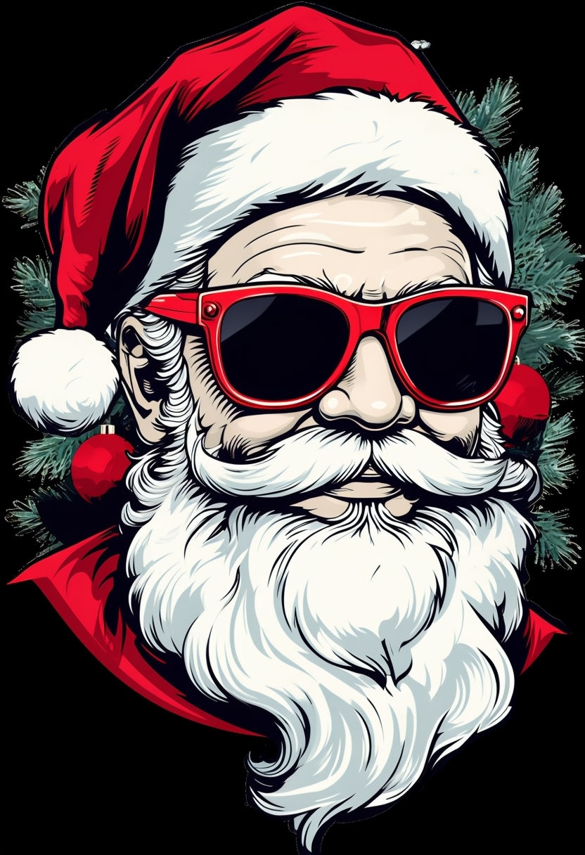 Vintage Santa Claus with Sunglasses Holiday T-Shirt