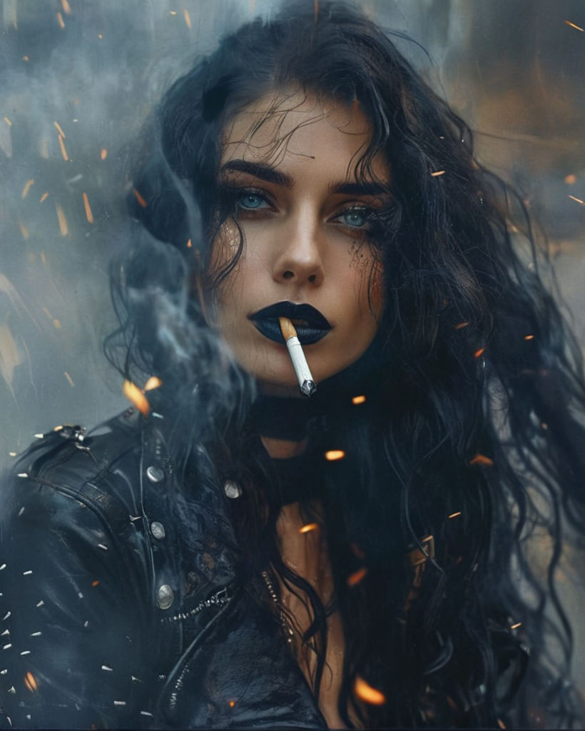 goth girl smoking