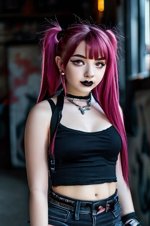 13 year old cute impish happy playful young goth girl with l... by Nate ...