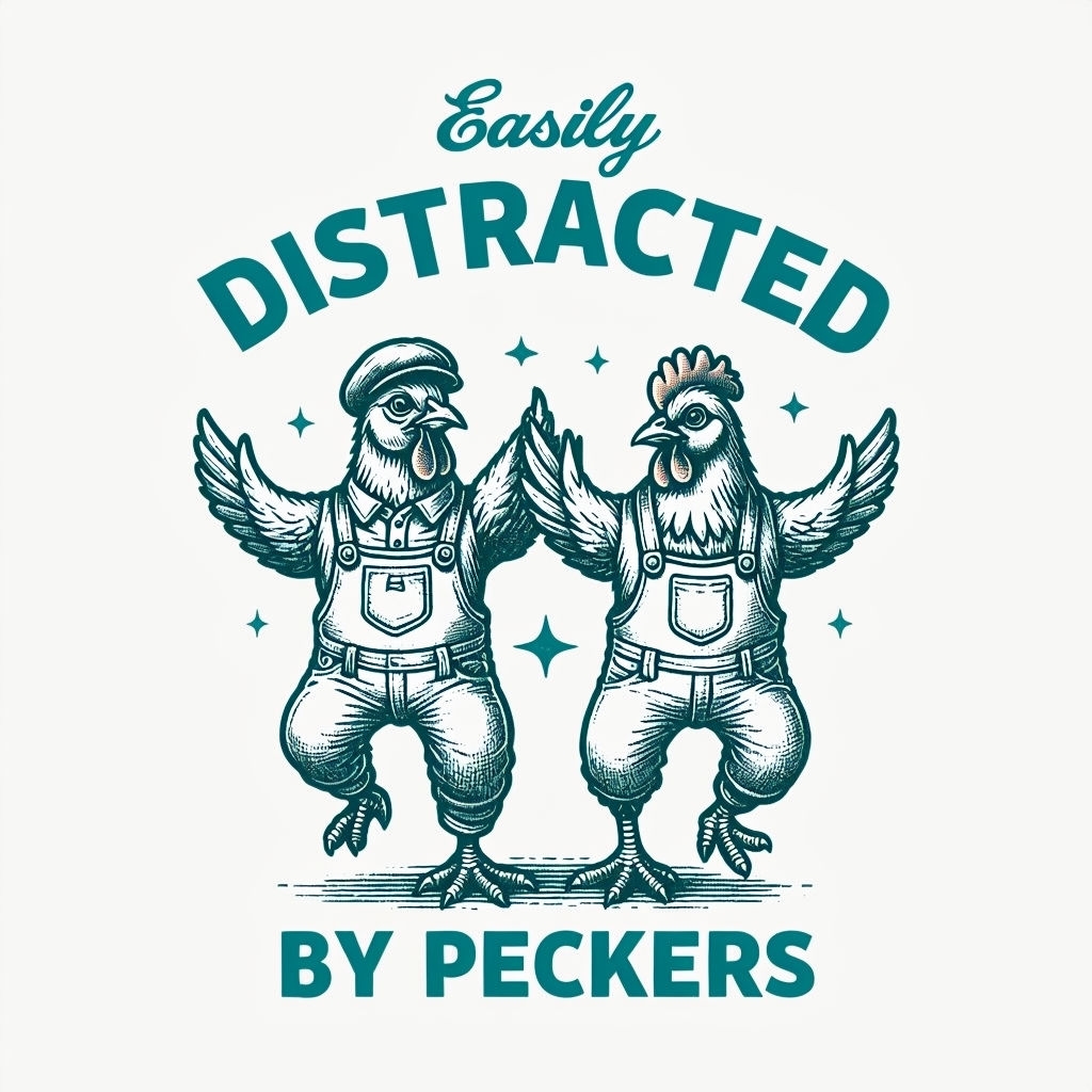 Vintage Dancing Chickens Easily Distracted T-Shirt