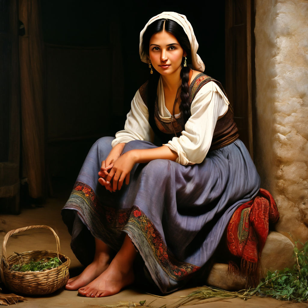 A beautiful peasant woman and her bare feet by Ömer Faruk - Playground