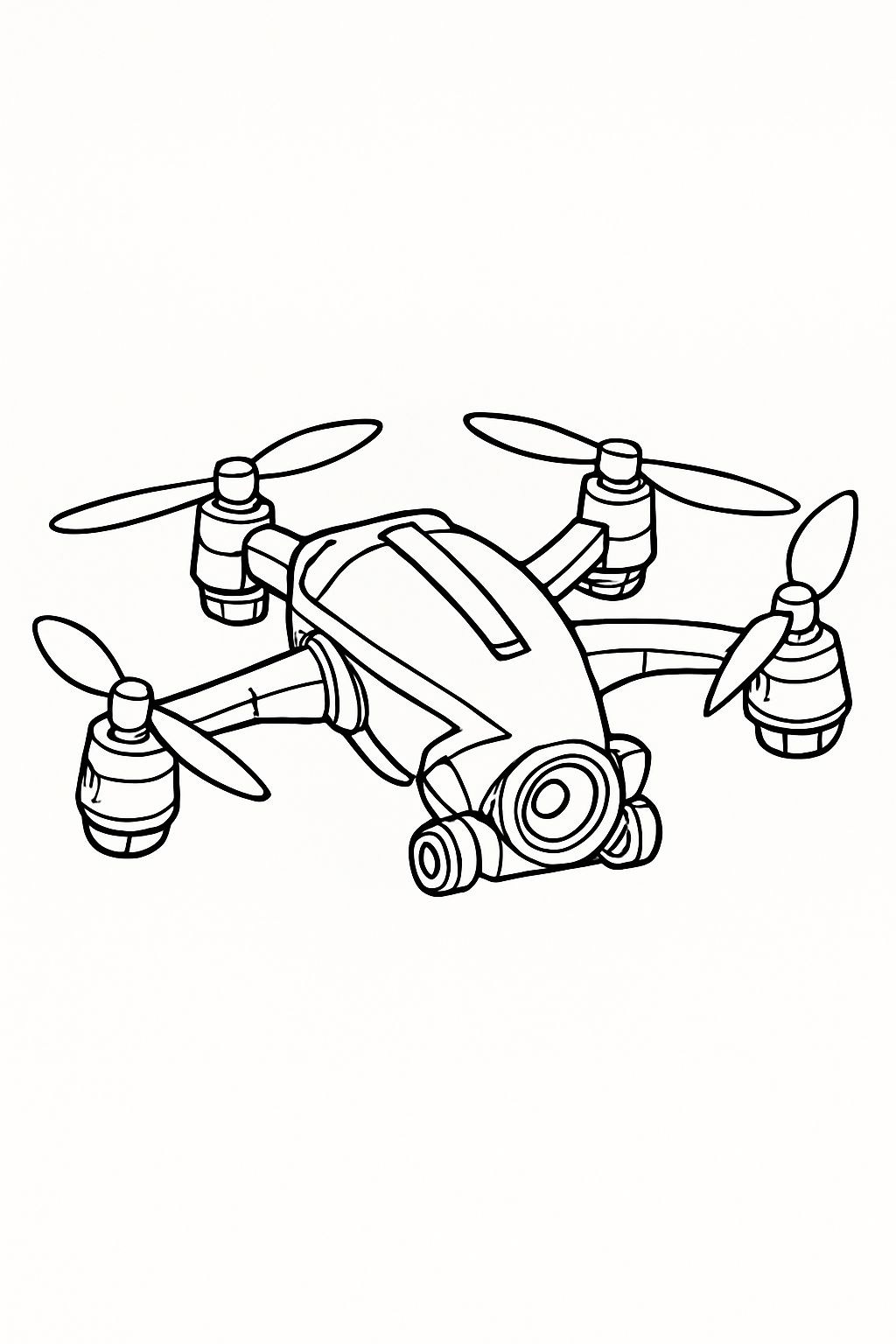 Sleek Modern Drone Line Art Design for Coloring Book Pages