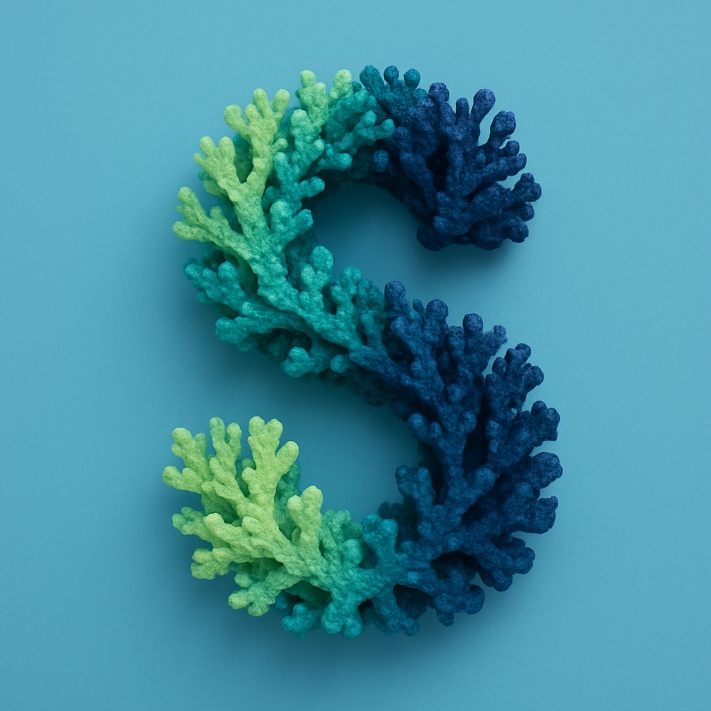 Stylized Coral 'S' Letter Art Minimalist Design Monogram