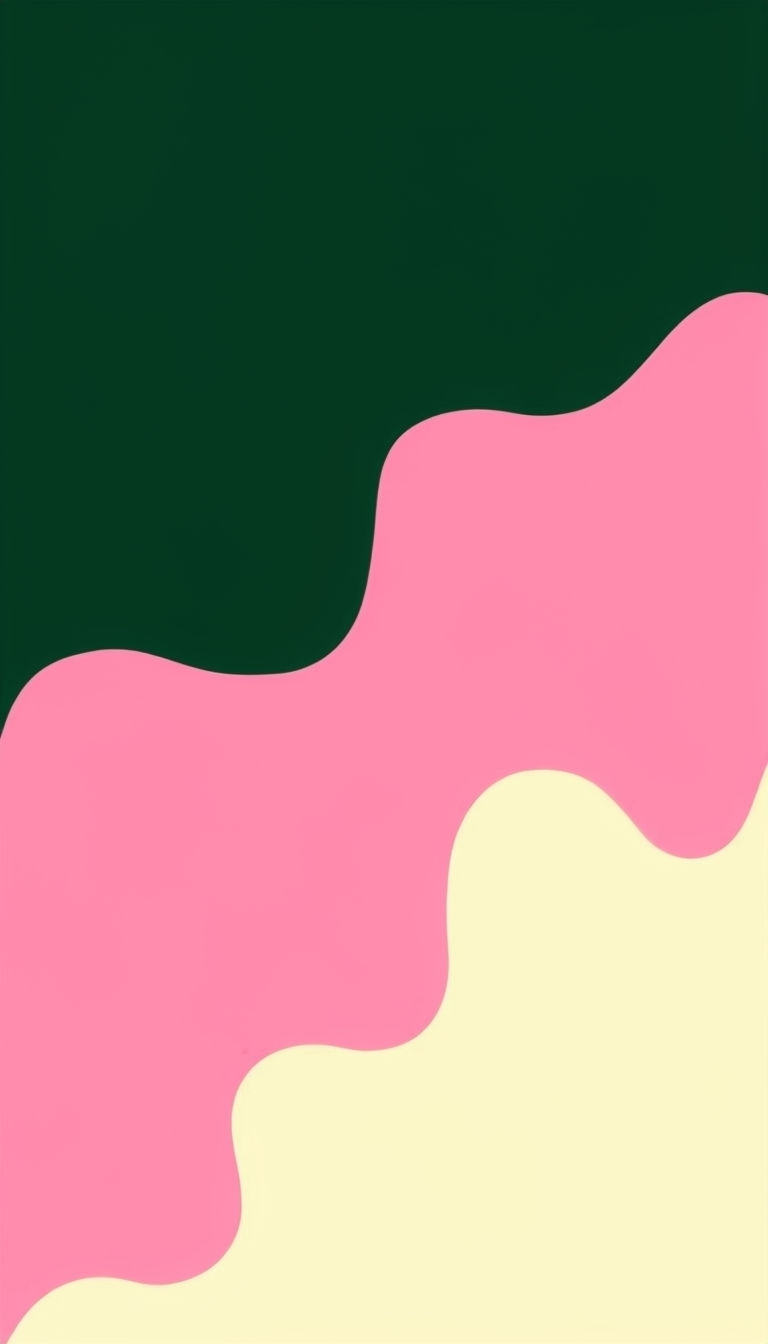 Vibrant Abstract Shapes in Forest Green Pink and Cream Mobile Wallpaper