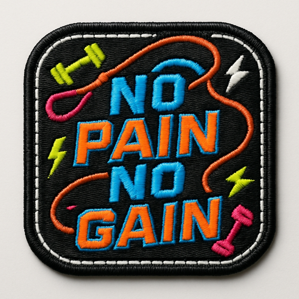 No Pain No Gain Motivational Embroidered Patch for Hats